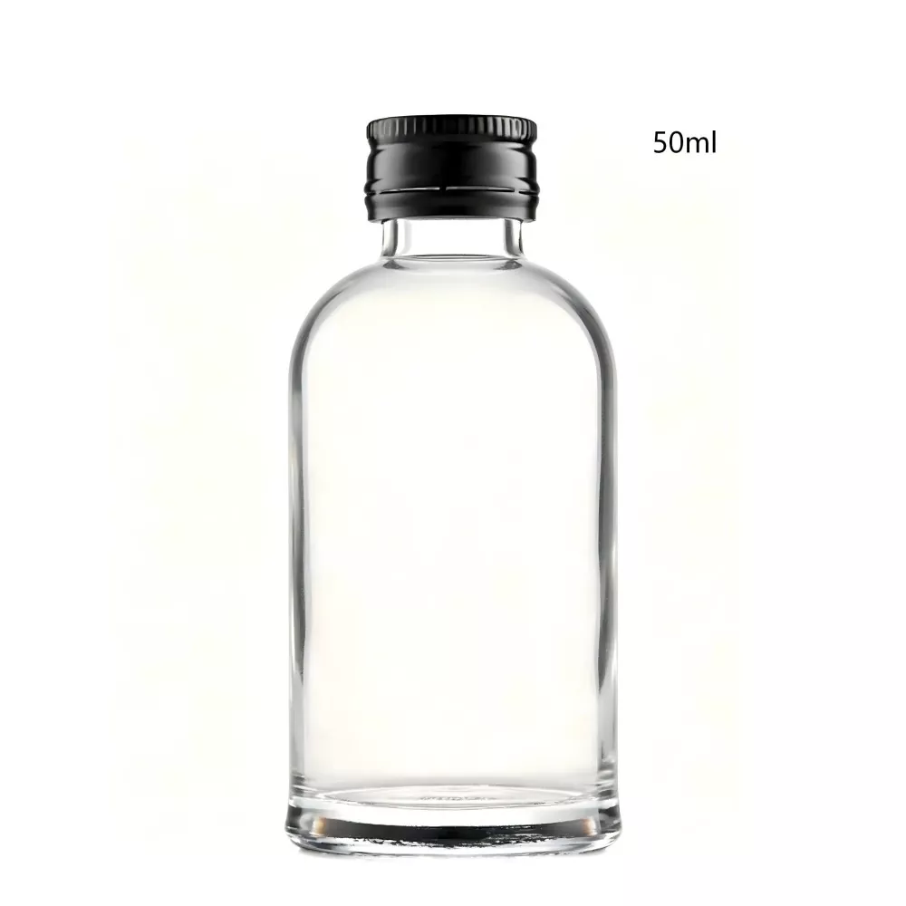 50 ml стъклена кръгла ирландска бутилка за уиски с капачка на винт